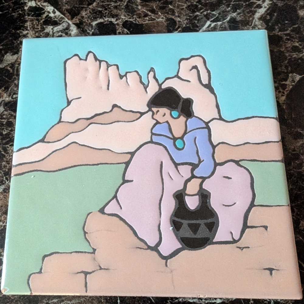 Handcrafted Ceramic Art Tile with Pastel Hues